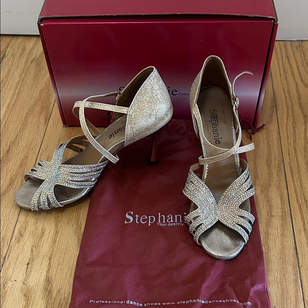 Stephanie Gold Glitter Heels for Women
